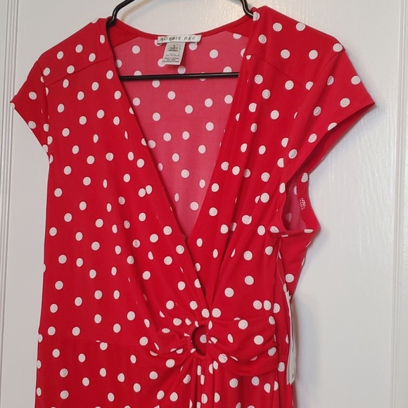 Robbie Bee Red Polka-dot Faux Wrap Dress - Picture 2 of 9